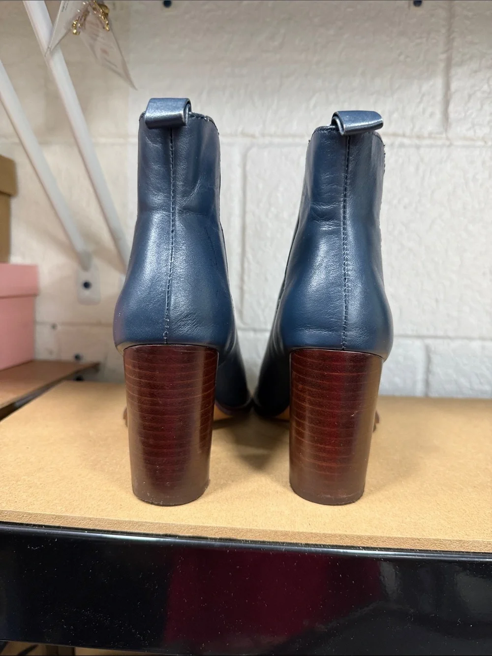 Splendid Navy Blue Leather Chukka Boots